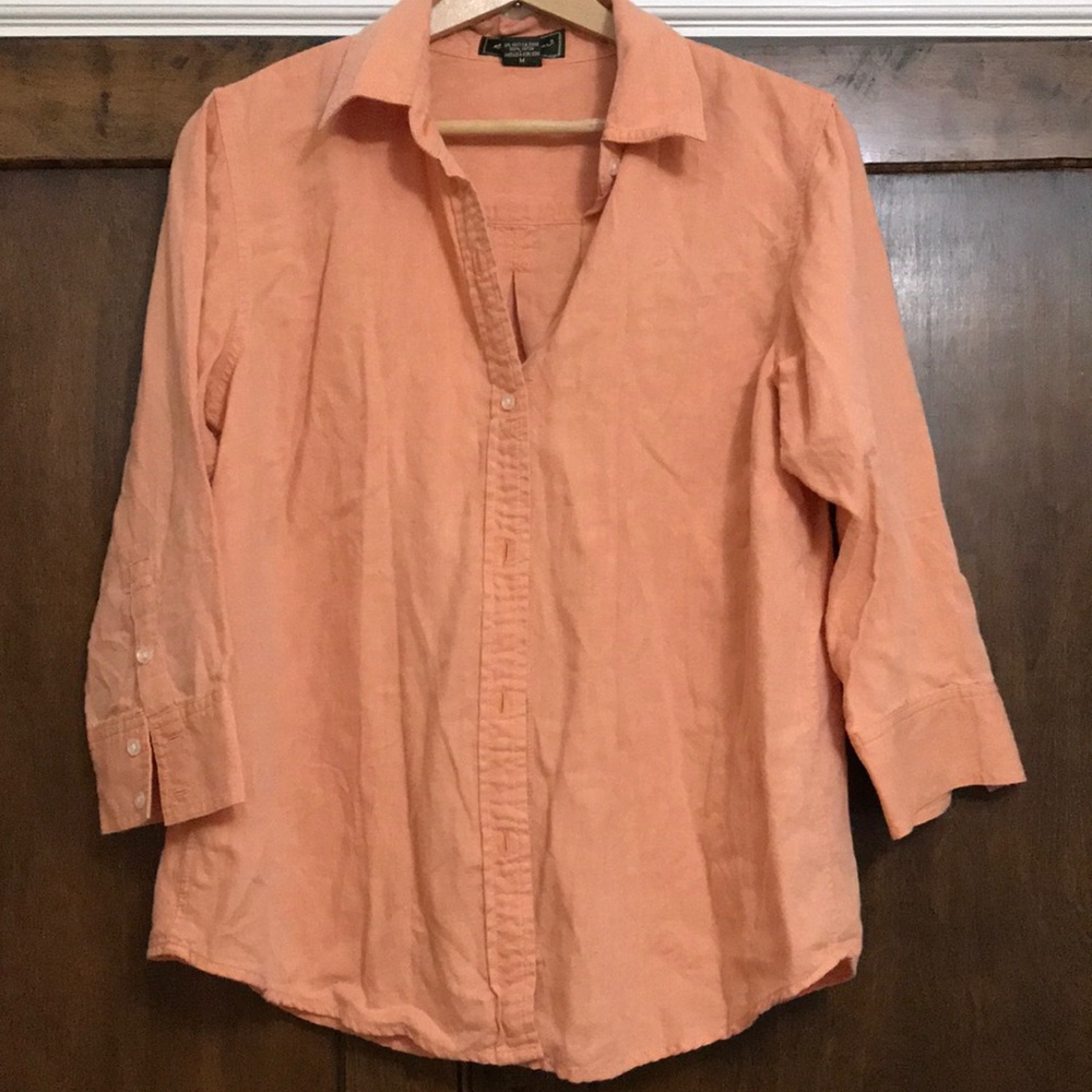 Coral button down blouse